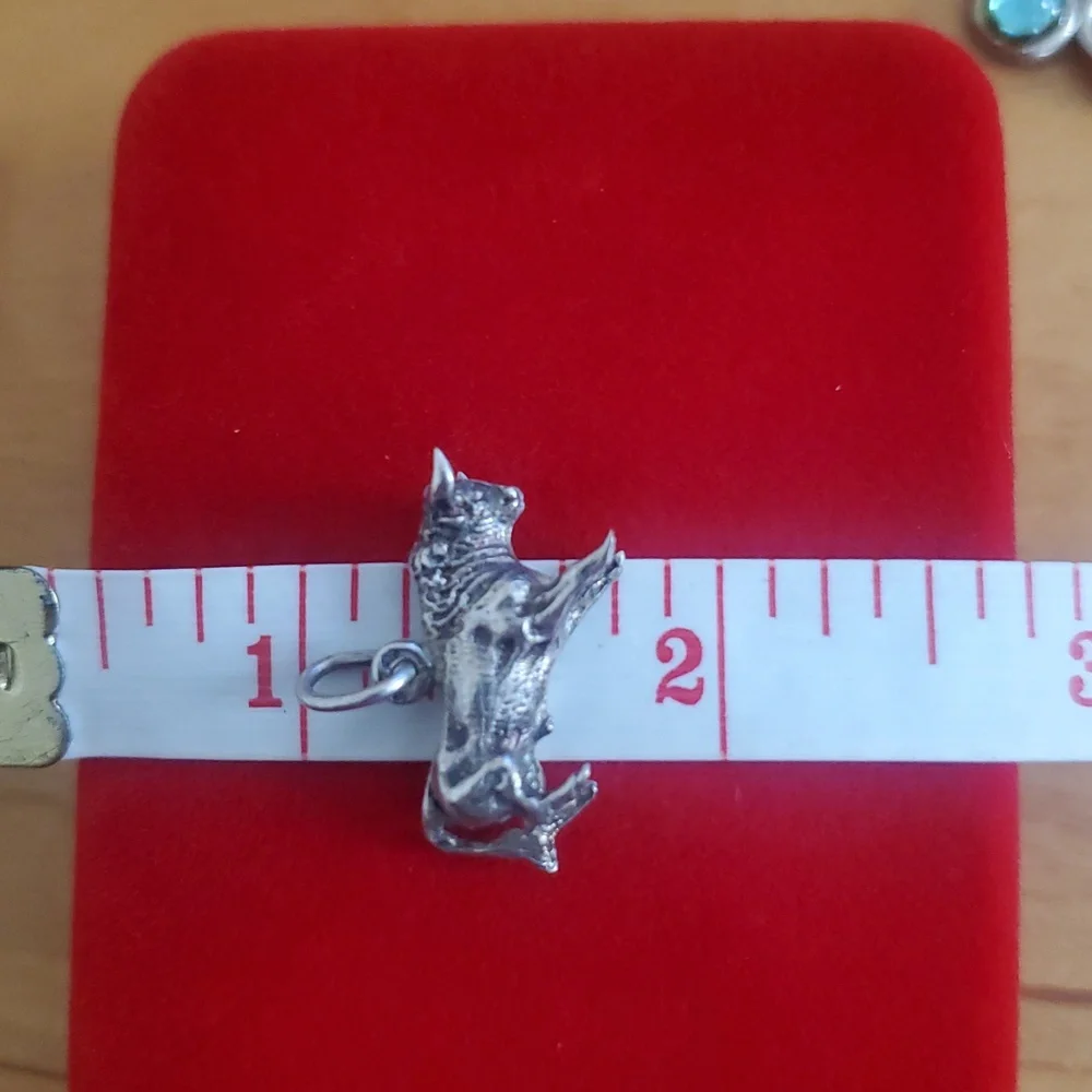 Sterling Silver Bull Charm Pendant - Silver